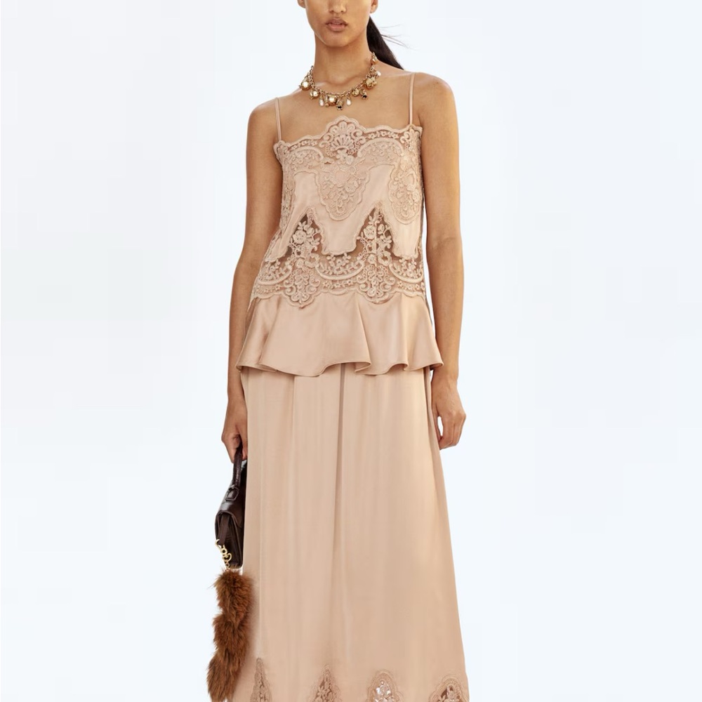 H&M Cream Lace-Trimmed Camisole